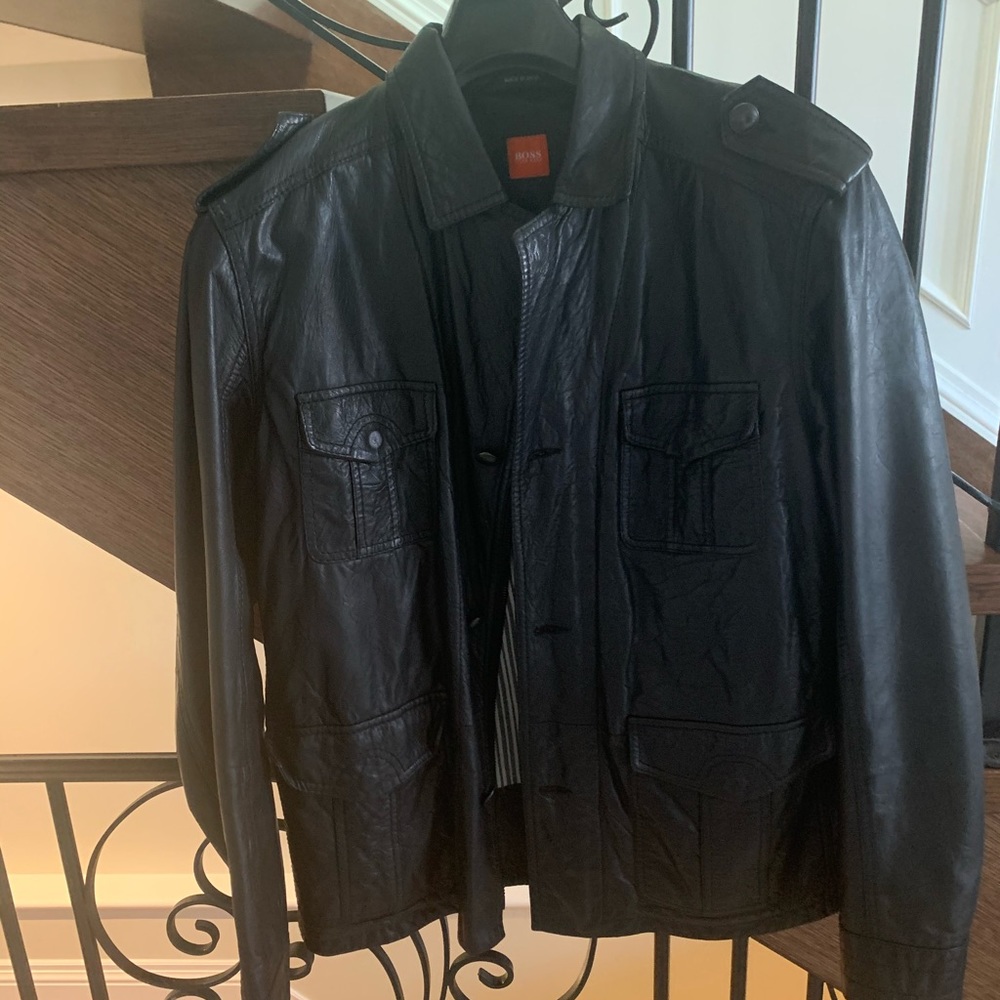 Hugo Boss men’s Leather Jacket sz L